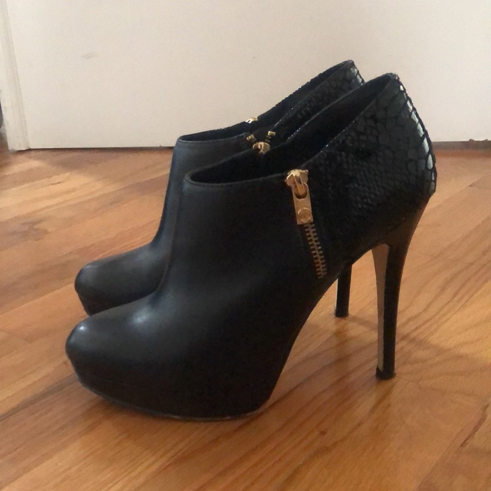 Michael Kors Platform Black Leather Bootie - Picture 2 of 7